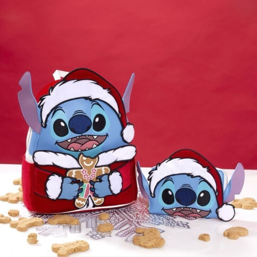Loungefly Santa Stitch Mini Backpack & Zip Around Wallet